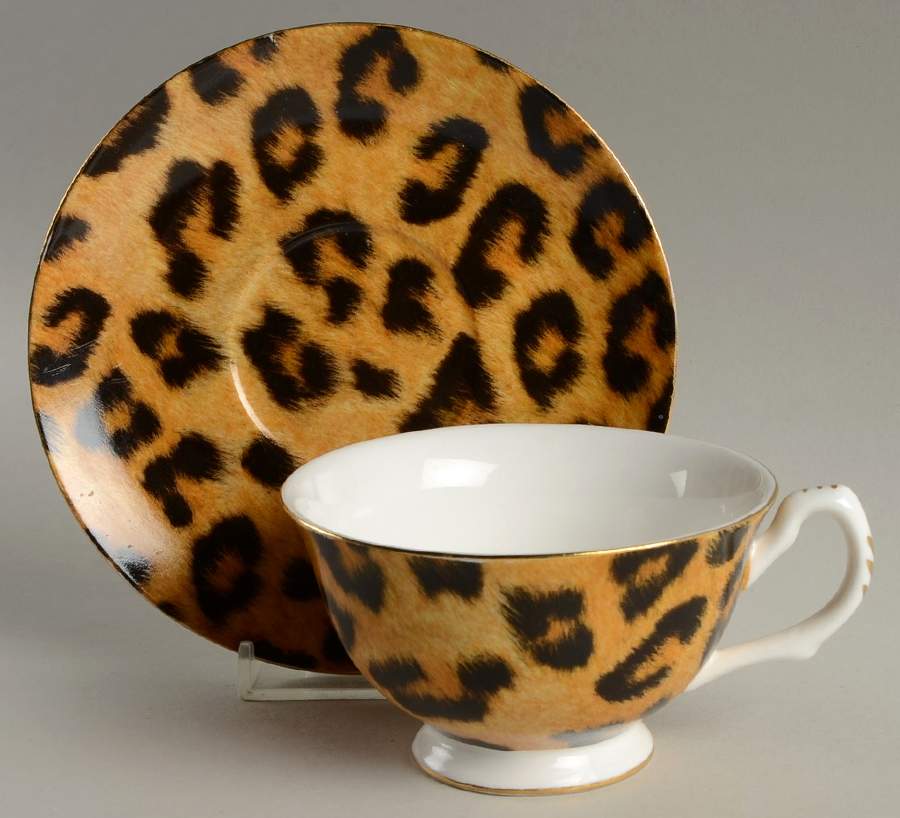 Leopard Footed Cup & Saucer Set by Gracie Bone China-1