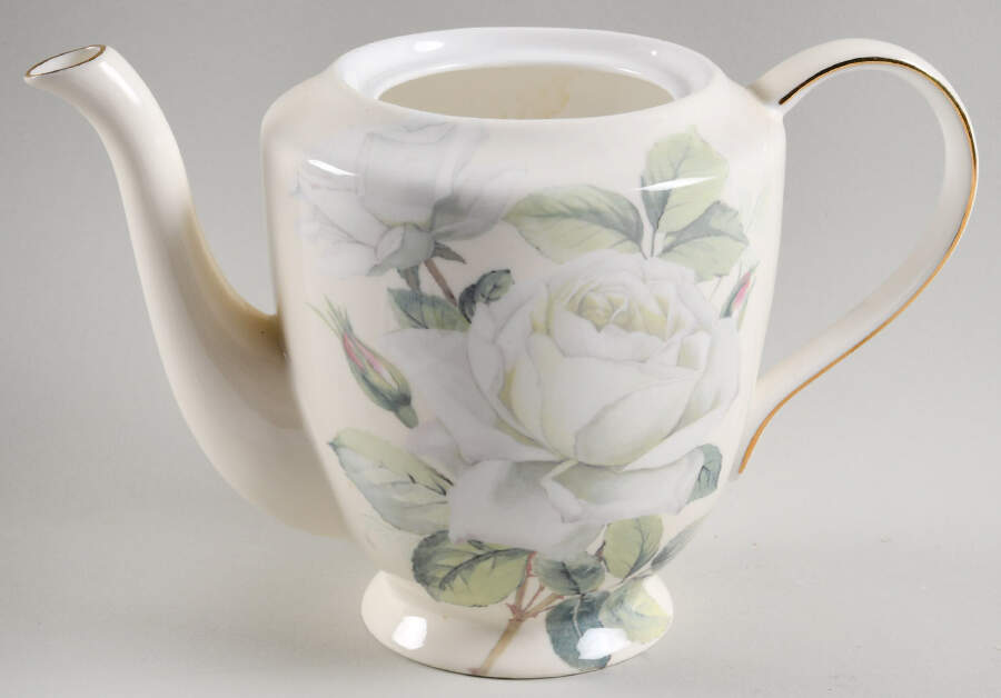 Iceberg White Rose Tea/Coffee Pot No Lid by Gracie Bone China-1