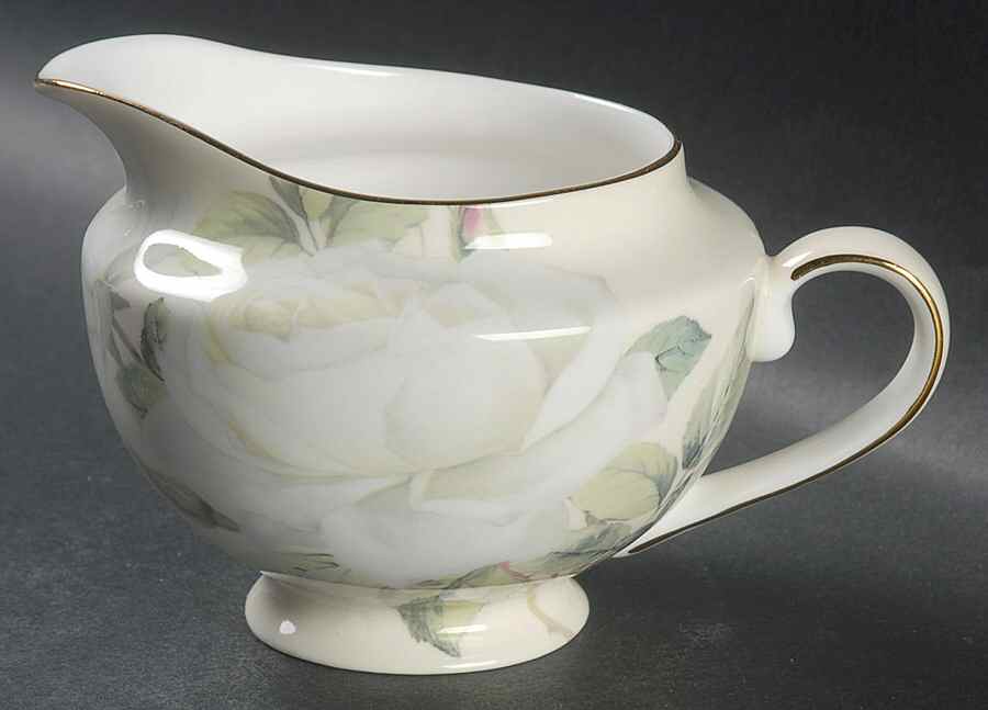 Iceberg White Rose Creamer by Gracie Bone China-1