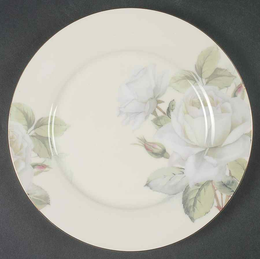 Iceberg White Rose Salad/Dessert Plate by Gracie Bone China-1