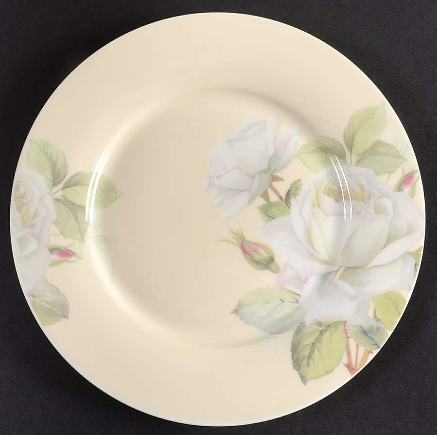 Iceberg White Rose Salad/Dessert Plate by Gracie Bone China-1