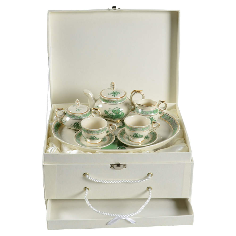 Green Gracie (10 Piece Boxed) Child's Tea Set by Gracie Bone China-1