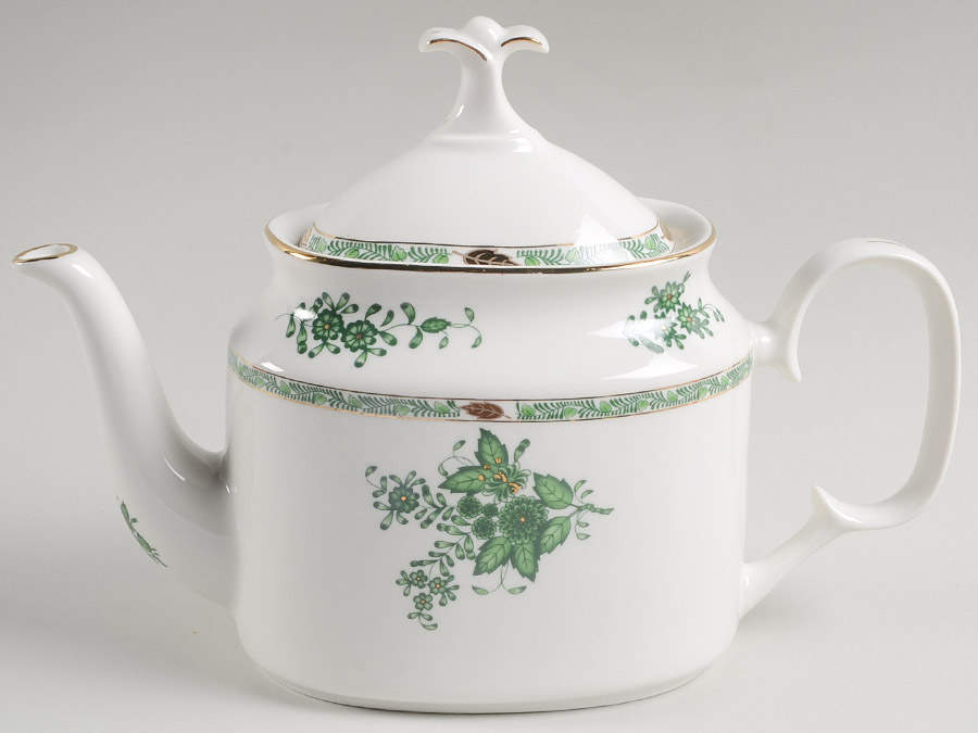 Green Gracie Teapot & Lid by Gracie Bone China-1