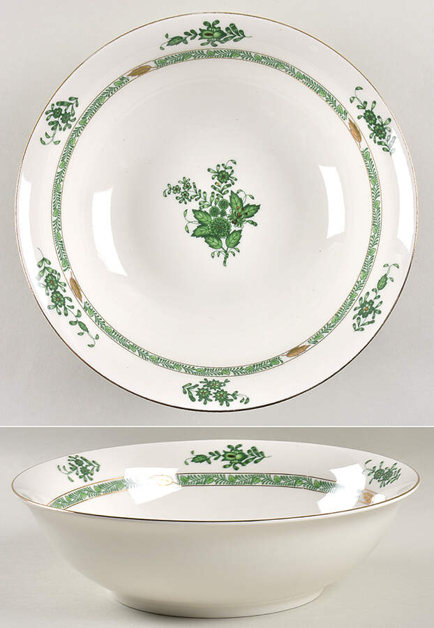 Green Gracie 9" Round Serving Bowl by Gracie Bone China-1