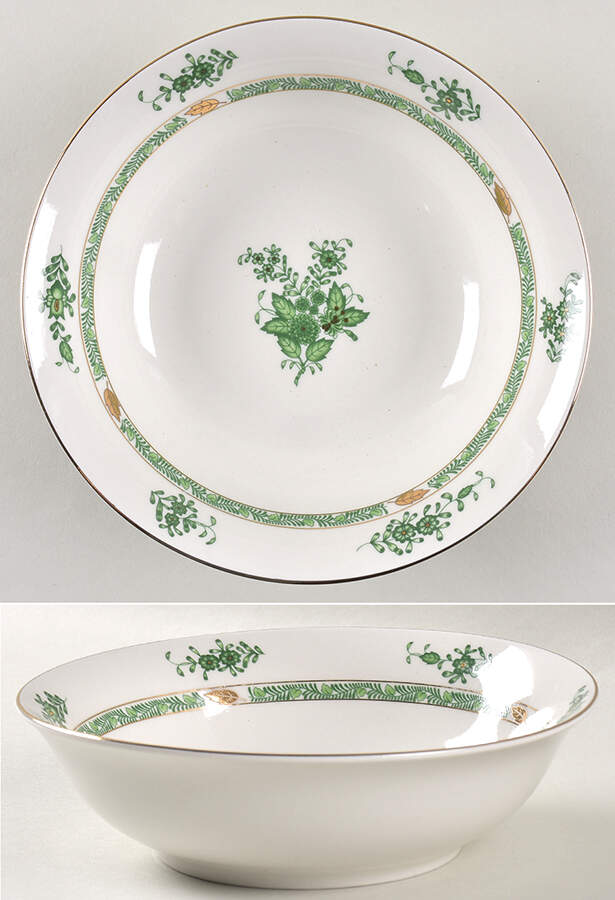 Green Gracie Soup/Cereal Bowl by Gracie Bone China-1