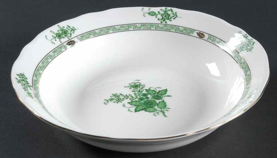Green Gracie Rim Soup Bowl by Gracie Bone China-1