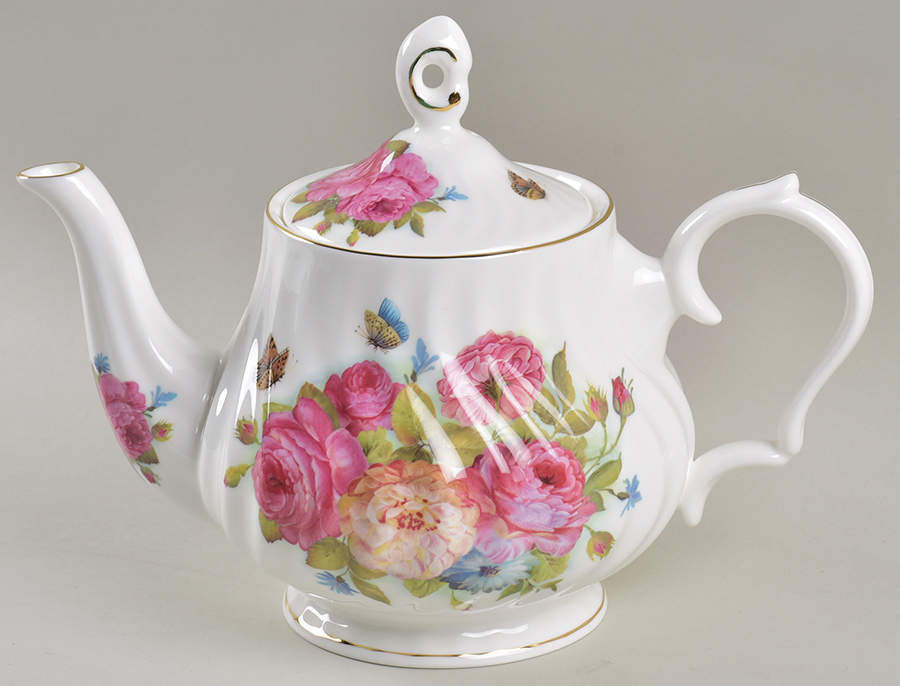 Sandra's Rose Teapot & Lid by Gracie Bone China-1