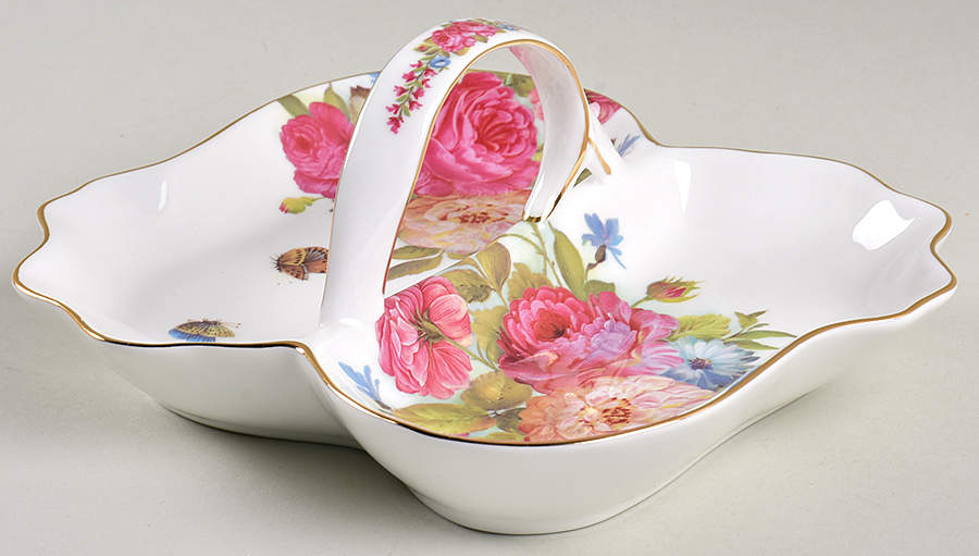 Sandra's Rose Handled Divided Server by Gracie Bone China-1