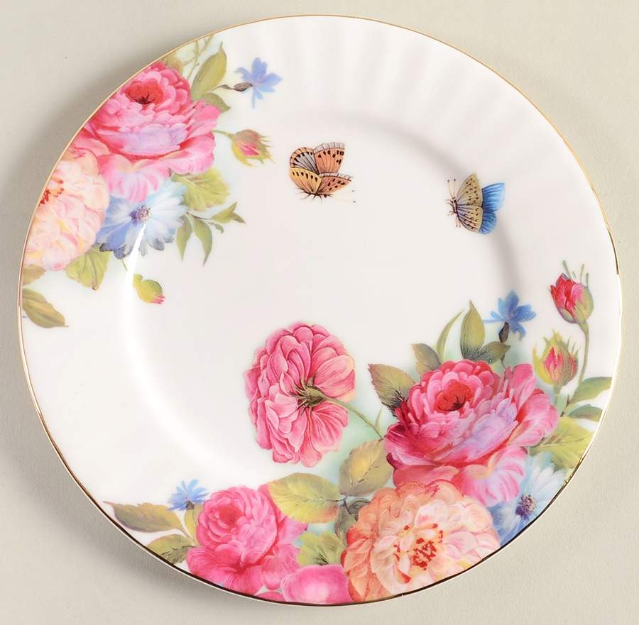 Sandra's Rose Salad/Dessert Plate by Gracie Bone China-1