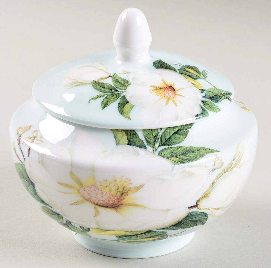 Magnolia Sugar Bowl & Lid by Gracie Bone China-1