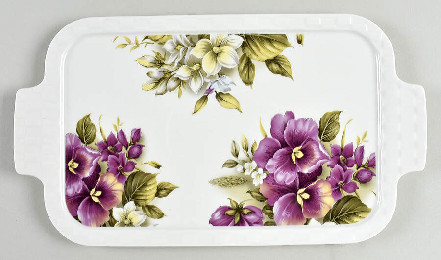 Pansy Lid for Rectangular Baker by Gracie Bone China-1