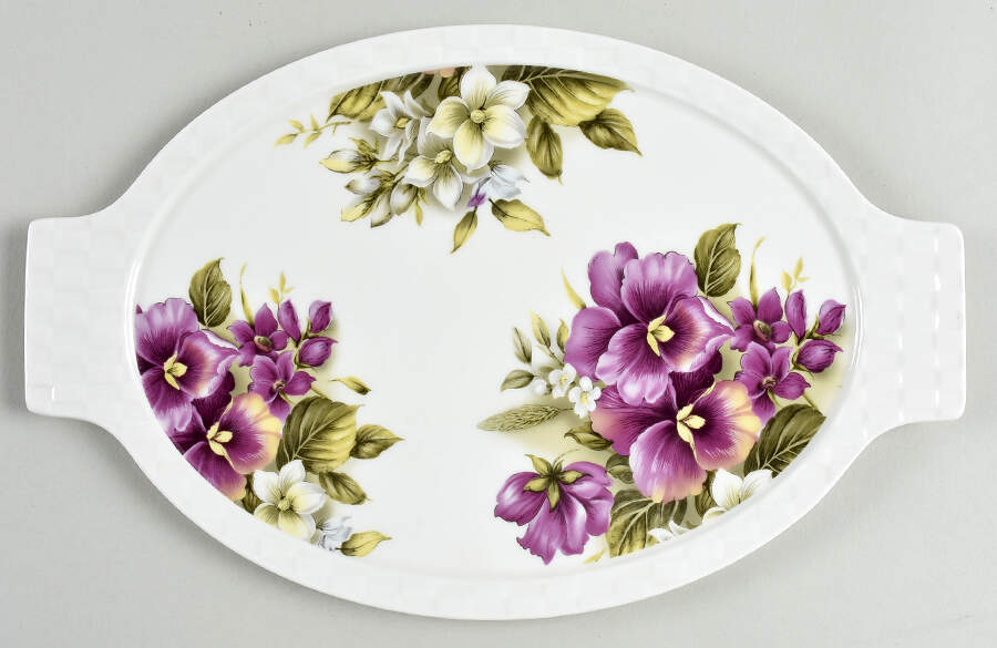 Pansy Lid for Oval Baker by Gracie Bone China-1