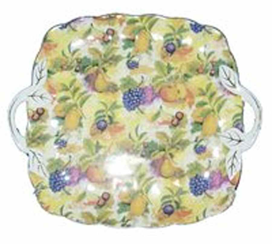 Chintz Fruit Square Handled Cake Plate by Godinger-1