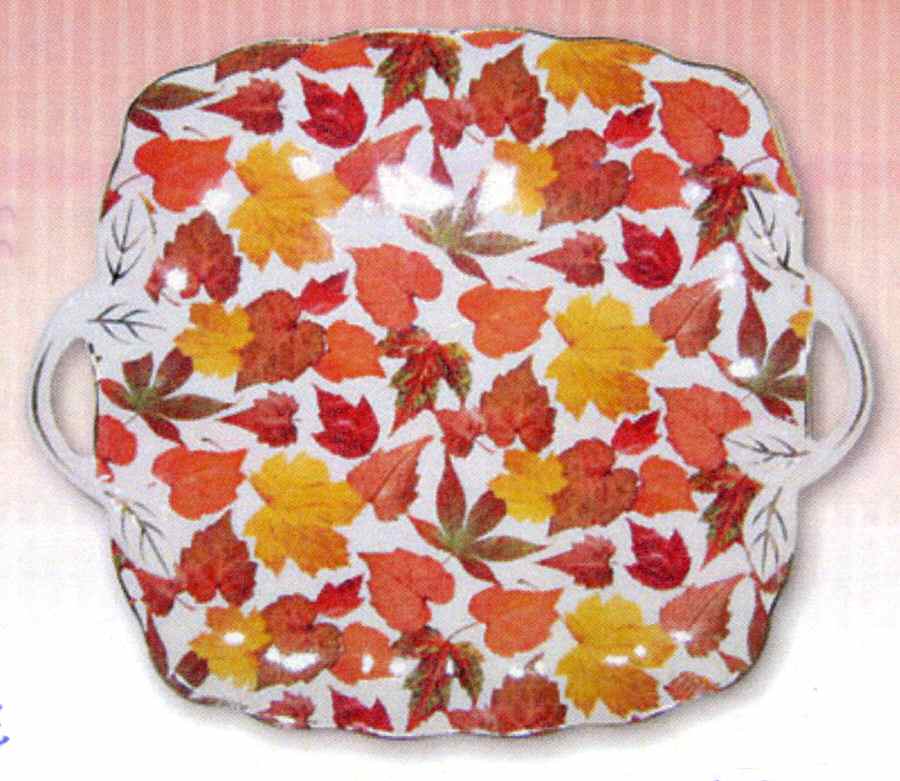 Chintz Leaves Square Handled Cake Plate by Godinger-1