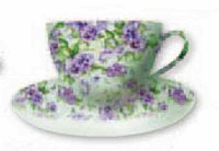 Chintz Pansy Flat Cup & Saucer Set by Godinger-1
