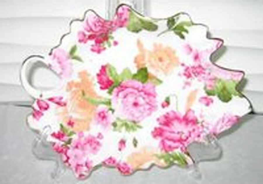 Chintz Peonies 11" Leaf Dish by Godinger-1