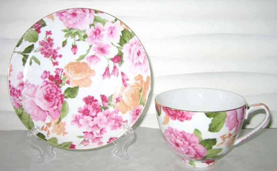 Chintz Peonies Flat Cup & Saucer Set by Godinger-1