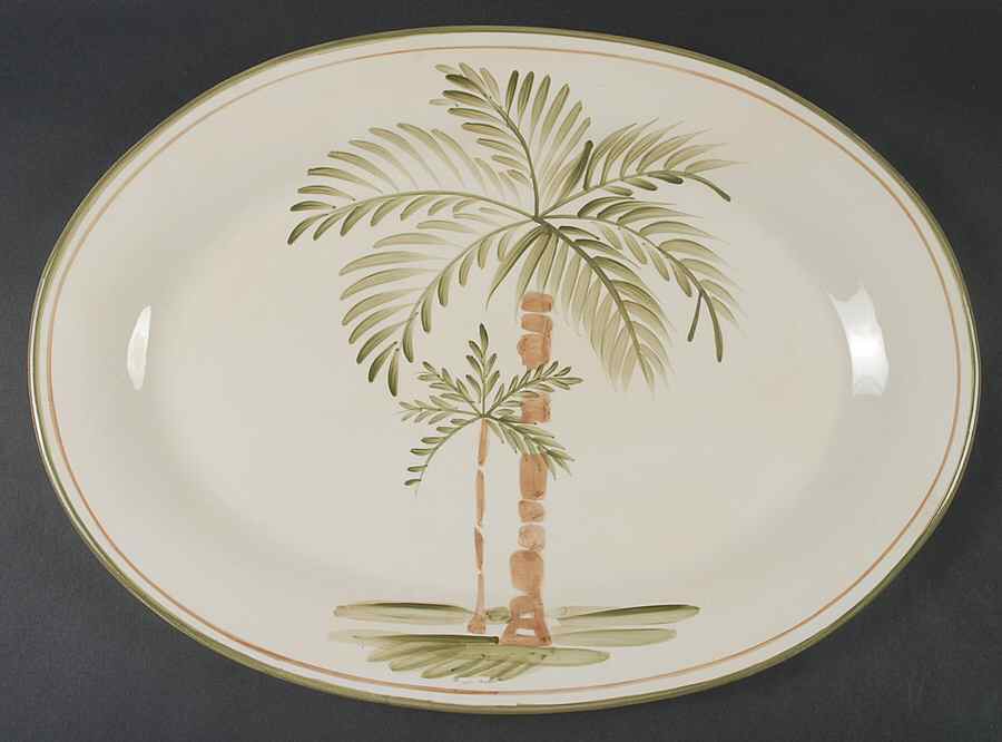 Palm Court 16" Oval Serving Platter by Gibson Designs-1