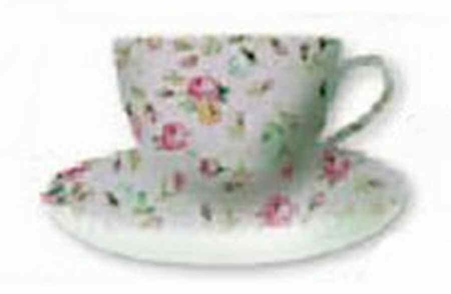Chintz Pink Flat Cup & Saucer Set by Godinger-1