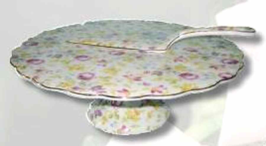 Tea Rose Footed Cake Plate by Godinger-1