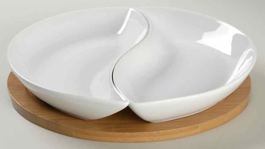 Bamboo Party 2-Part Relish & Wood Stand by Gorham-1