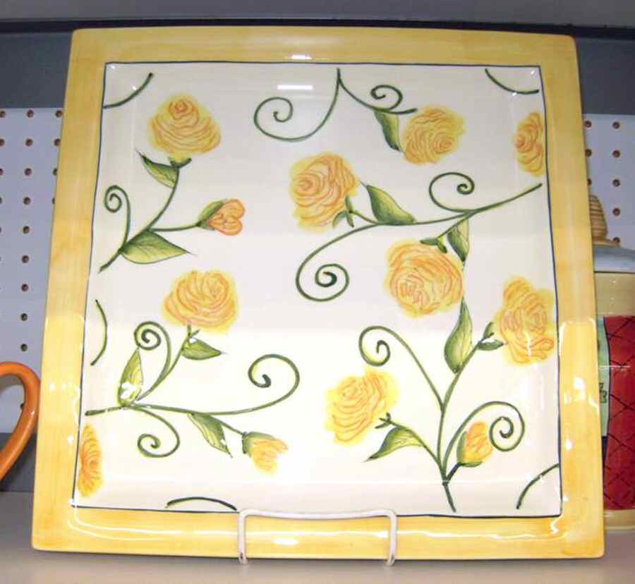 Floral Montage Square Dinner Plate by Giftcraft Ltd-1
