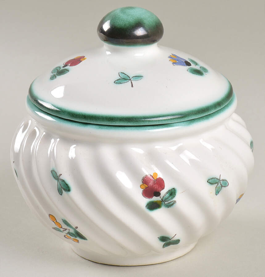 Scattered Blooms Accessories Green Sugar Bowl & Lid by Gmundner Austria-1