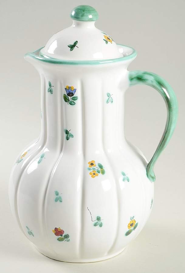 Scattered Blooms Green (Baroque) Coffee Pot & Lid by Gmundner Austria-1