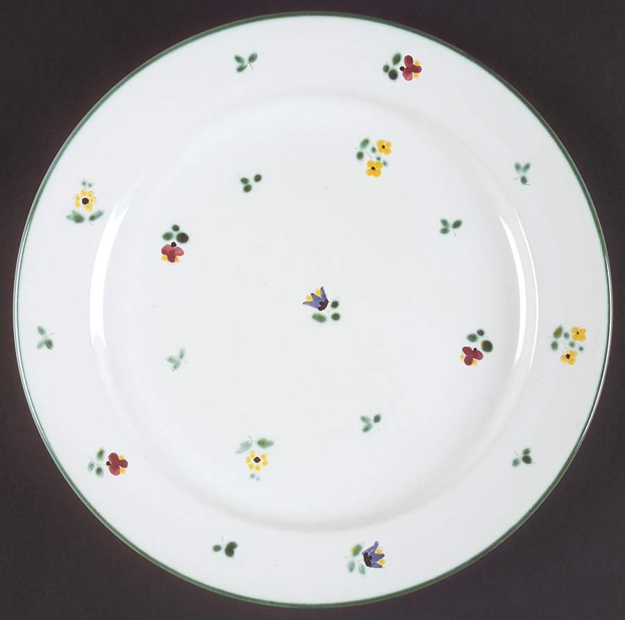 Scattered Blooms Green (Rim, Smooth) Dinner Plate by Gmundner Austria-1