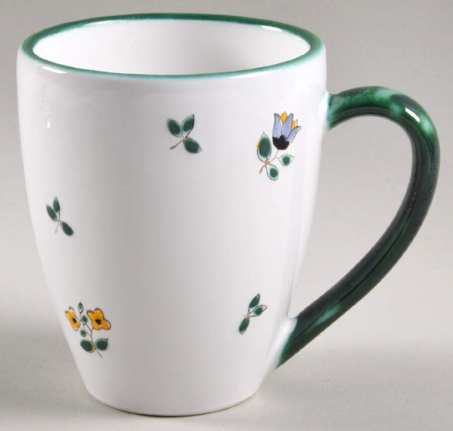 Scattered Blooms Green (Rim, Smooth) Mug by Gmundner Austria-1