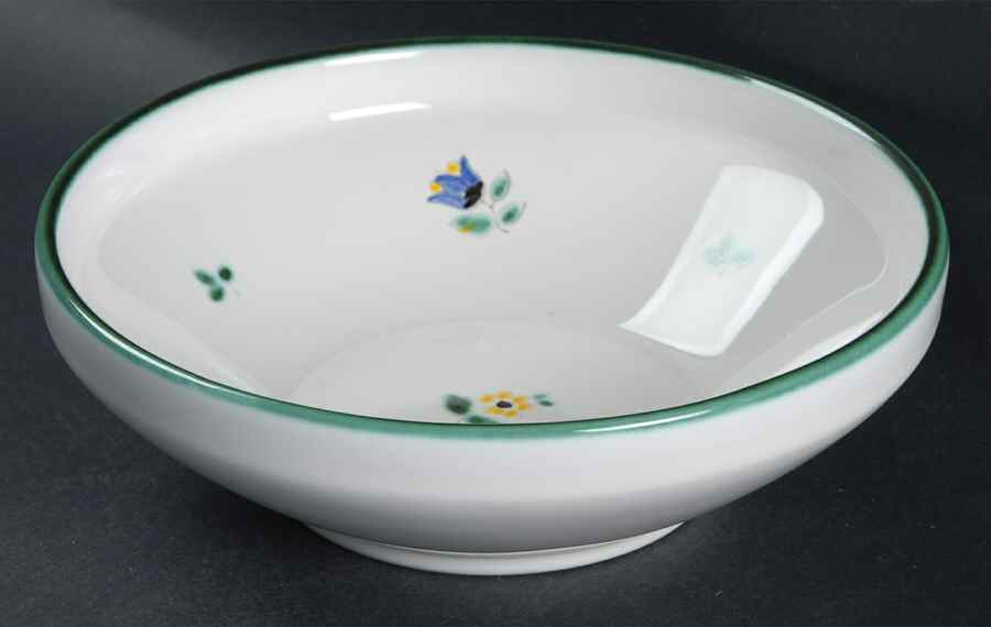 Scattered Blooms Green (Rim, Smooth) Coupe Cereal Bowl by Gmundner Austria-1