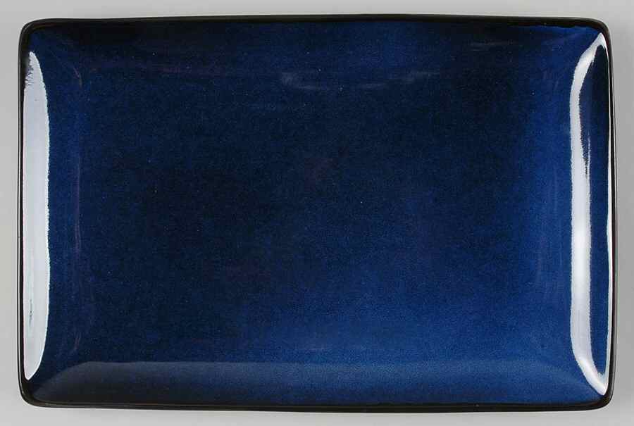 Soho Lounge Blue 14" Rectangular Serving Platter by Gibson Designs-1