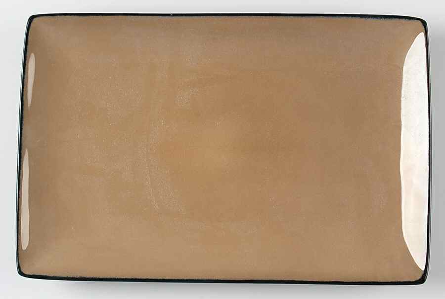 Soho Lounge Taupe 12" Rectangular Serving Platter by Gibson Designs-1