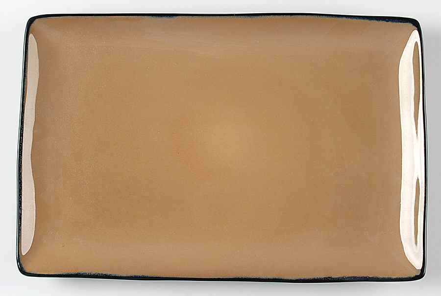 Soho Lounge Taupe 14" Rectangular Serving Platter by Gibson Designs-1