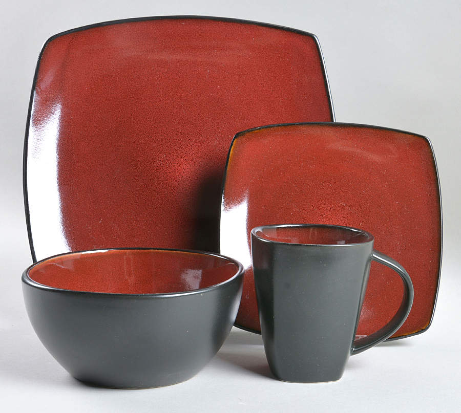 Soho Lounge Red 4 Piece Place Setting by Gibson Designs-1