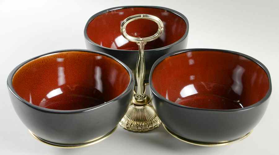 Soho Lounge Red 7" x 12" 3-Part Relish & Metal Stand (CERC) HC by Gibson Designs-1