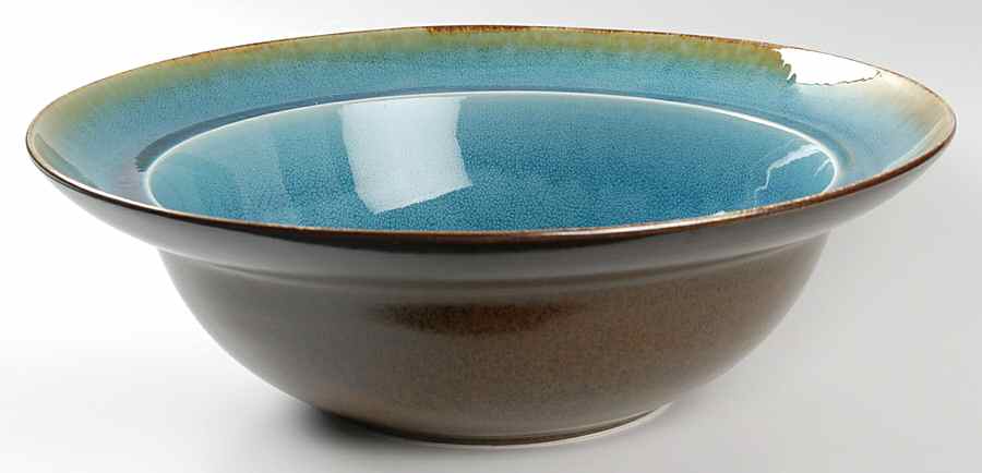 Earth Retreat Turquoise 13" Round Serving Bowl by Gibson Designs-1
