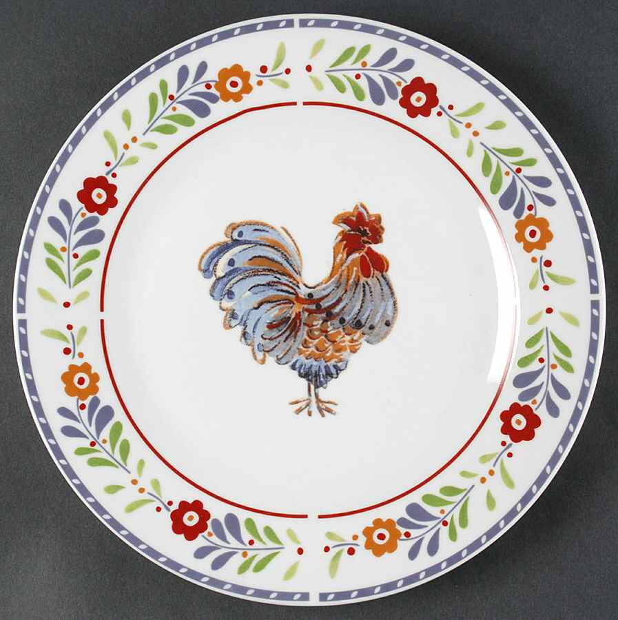 Floral Rooster Dinner Plate by Gibson Designs-1