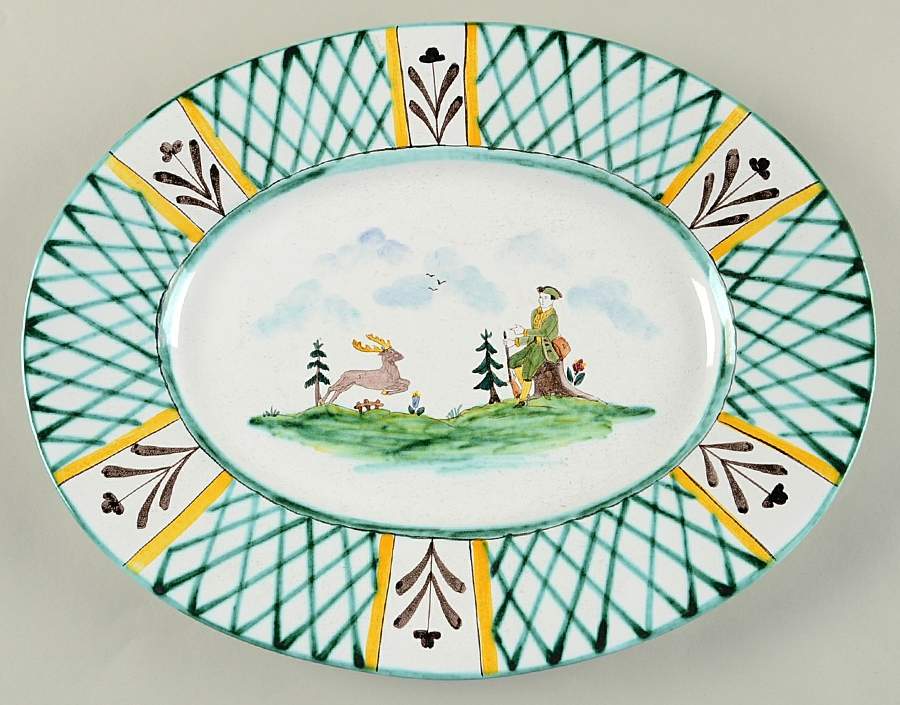 Hunter's Delight (Rim, Smooth) 13" Oval Serving Platter by Gmundner Austria-1