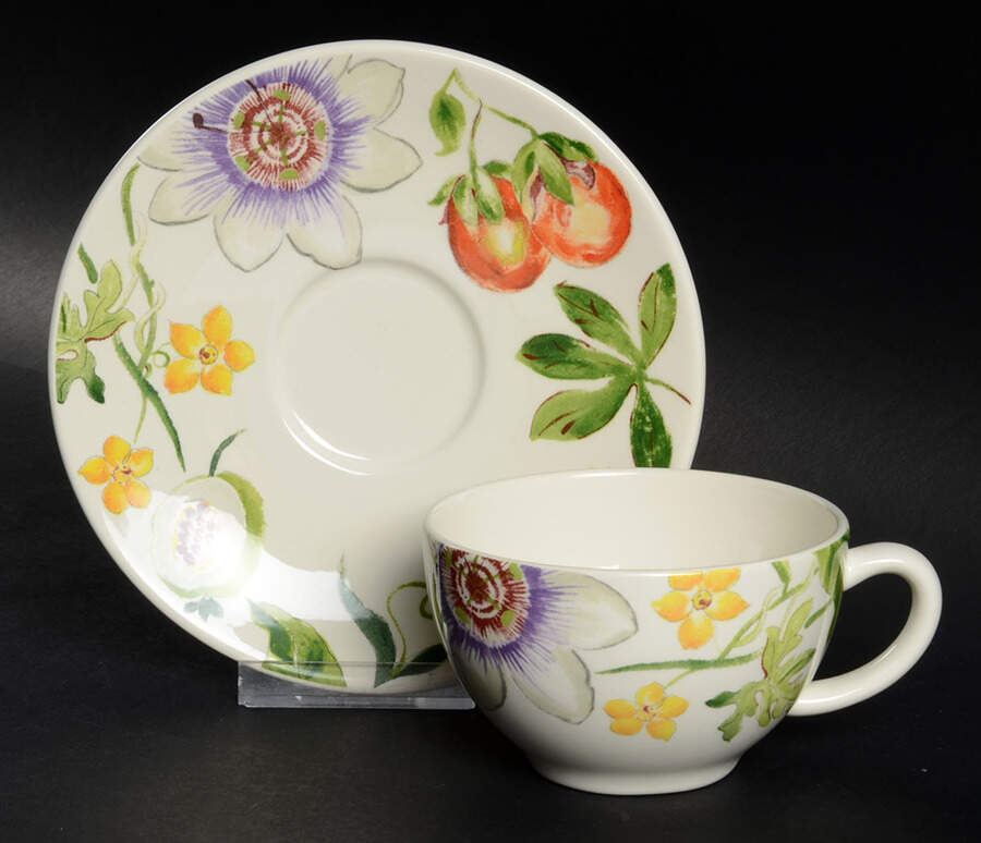 Passiflore Flat Cup & Saucer Set by Faiencerie De Gien-1