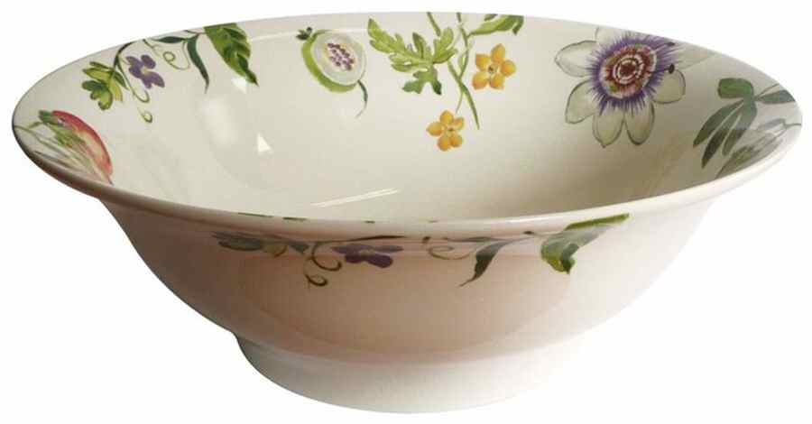 Passiflore 11" Round Vegetable Bowl by Faiencerie De Gien-1