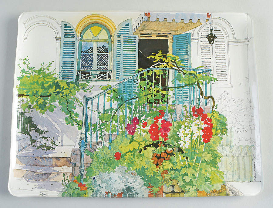 De Paris a Giverny 14" Acrylic Rectangular Tray by Faiencerie De Gien-1