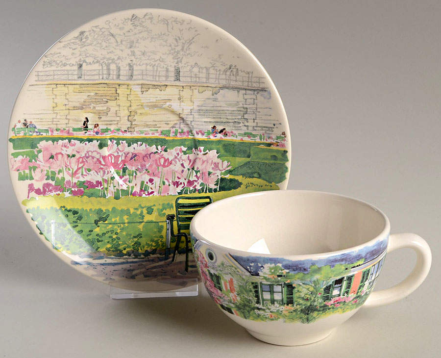 De Paris a Giverny Breakfast Cup & Saucer Set by Faiencerie De Gien-1
