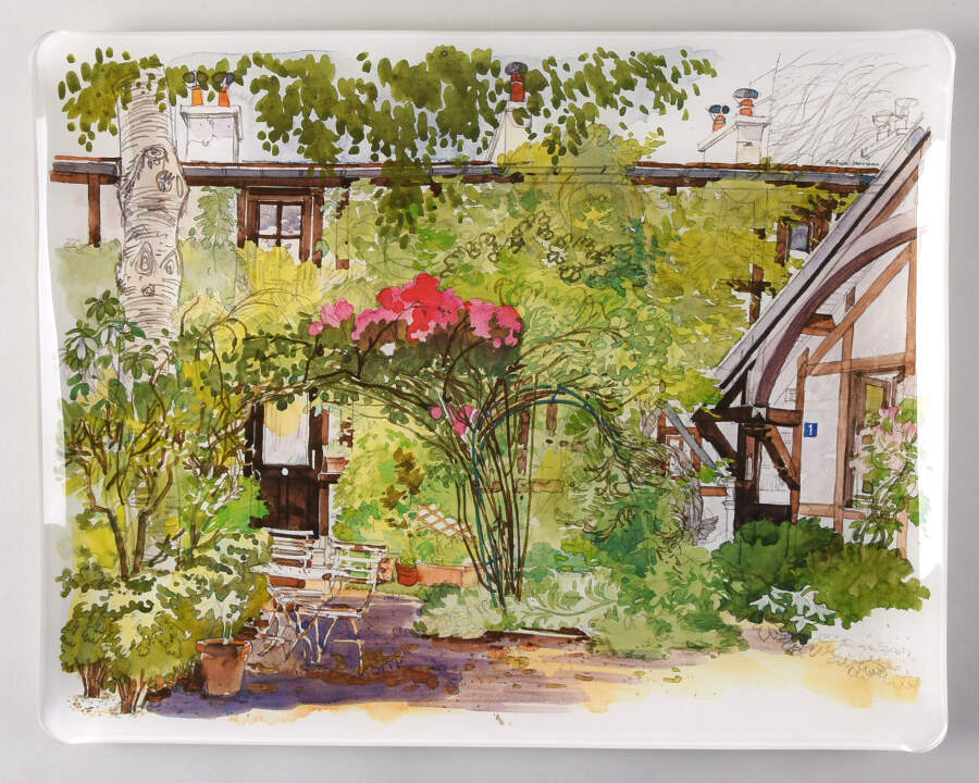 De Paris a Giverny 18" Acrylic Rectangular Tray by Faiencerie De Gien-1