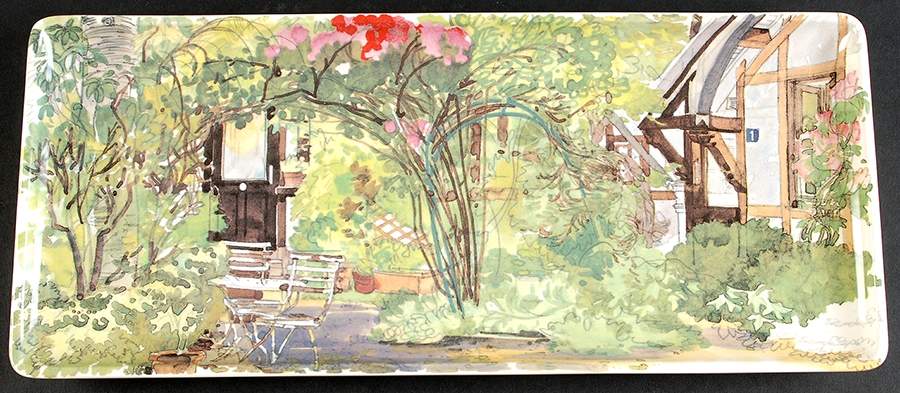 De Paris a Giverny 14" Rectangular Tray by Faiencerie De Gien-1