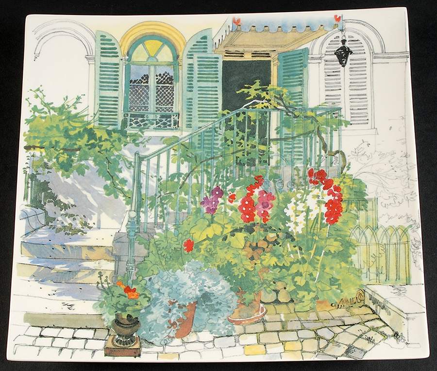 De Paris a Giverny 11" Square Serving Platter by Faiencerie De Gien-1