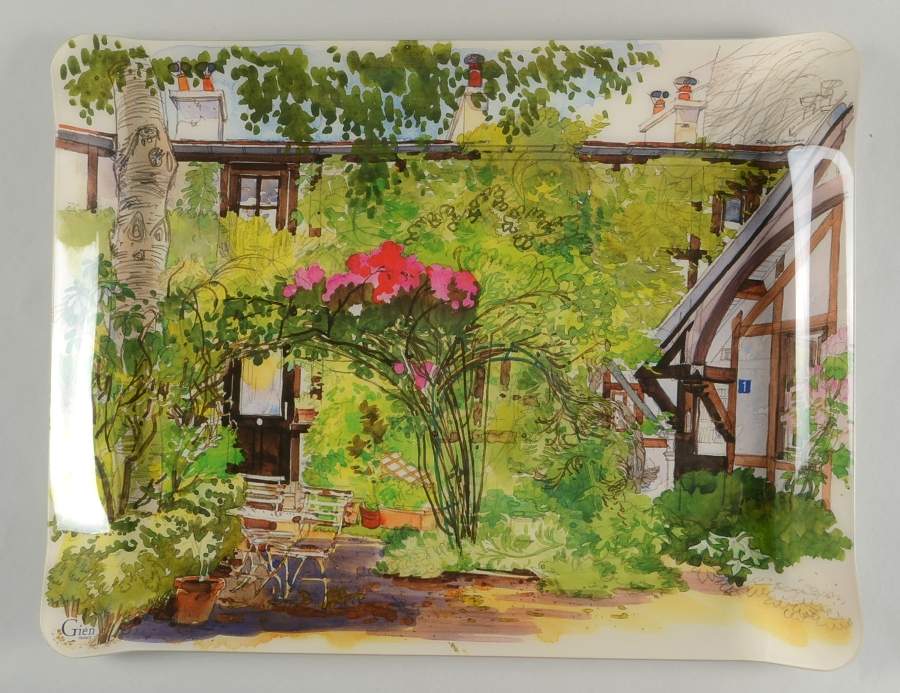 De Paris a Giverny 19" Acrylic Rectangular Tray by Faiencerie De Gien-1