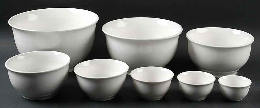 White Elements 8 Piece Mixing Bowl Set (9,8,7,6,5,4,3,3) by Gibson Designs-1