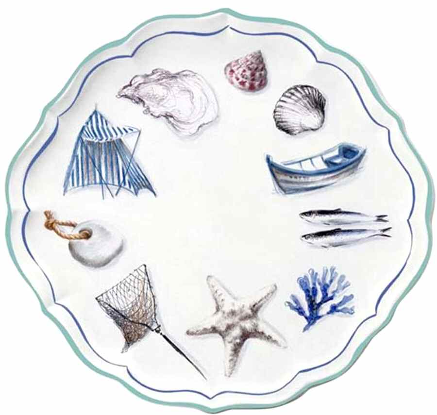 Voyages En France Ocean (Mer) Cake Plate by Faiencerie De Gien-1