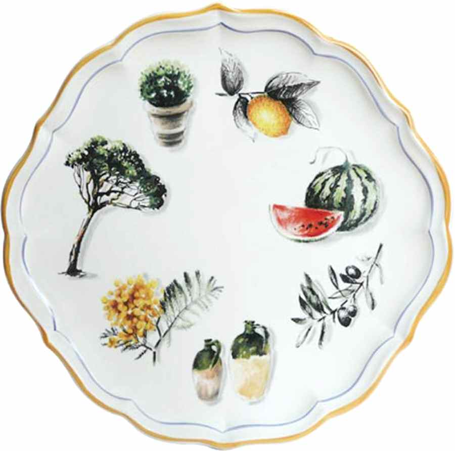 Voyages En France Provence Cake Plate by Faiencerie De Gien-1